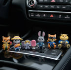 【OULA】Crazy Animal City Car Ornament Cartoon Judy Rabbit Nick Fox Leopard Officer Car Center Console Ornaments