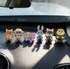 【OULA】Crazy Animal City Car Ornament Cartoon Judy Rabbit Nick Fox Leopard Officer Car Center Console Ornaments
