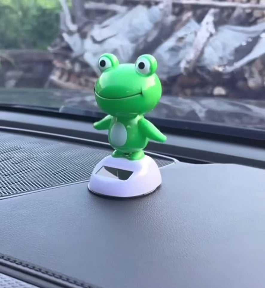 【OULA】Swing frog solar energy car ornaments car interior decoration dashboard animal cute doll popular ornaments